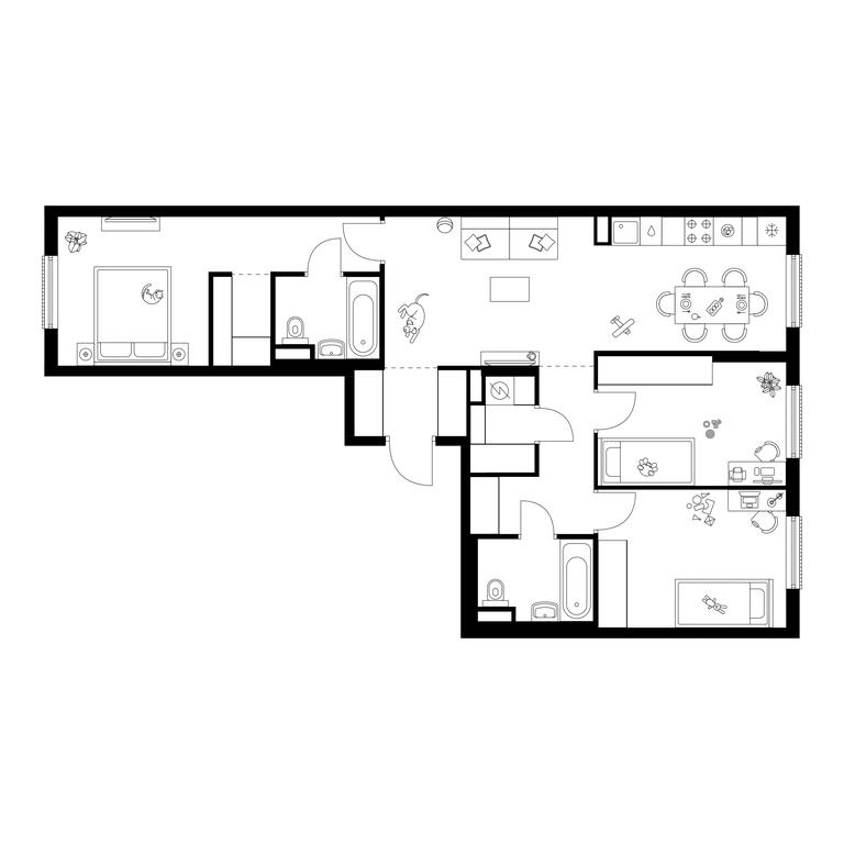 3-BD Apartment Sale, 80.3 sq. m. at Moskvoreche, Kotlyakovskaya Street, Moscow, Russia #1