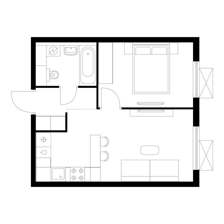 1-BD Apartment Sale, 35.7 sq. m. at Yauza Park, ulitsa Kolontsova, 4, Mytischi, Moscow Region, Russia #1