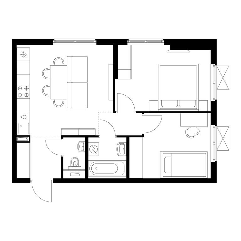 2-BD Apartment Sale, 48.2 sq. m. at Yunino, Mostotresta Street, 10, Scherbinka, Moscow, Russia #1 2-BD Apartment Sale, 48.2 sq. m. at Yunino, Mostotresta Street, 10, Scherbinka, Moscow, Russia #1