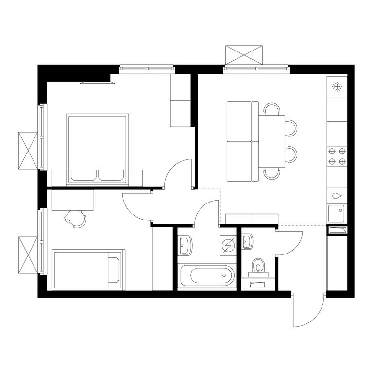2-BD Apartment Sale, 50.6 sq. m. at Yunino, Mostotresta Street, 10, Scherbinka, Moscow, Russia #1 2-BD Apartment Sale, 50.6 sq. m. at Yunino, Mostotresta Street, 10, Scherbinka, Moscow, Russia #1