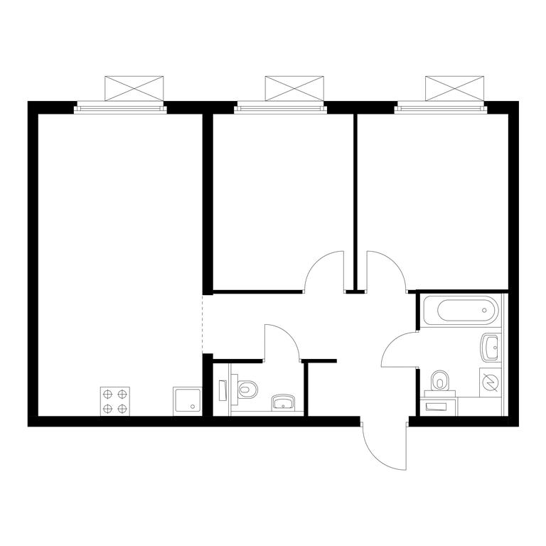2-BD Apartment Sale, 56.3平方米 at Pervyi Dubrovskiy, Novoostapovskaya Street, 1с4, Moscow, Russia #1
