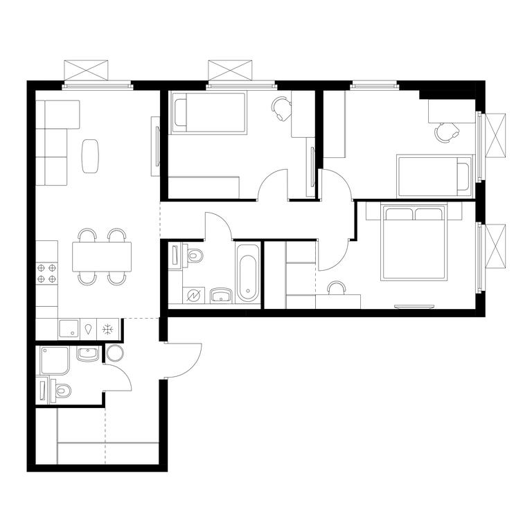 3-BD Apartment Sale, 79.5平方米 at Yaroslavskiy, 16th Microdistrict, Mytischi, Moscow Region, Russia #1