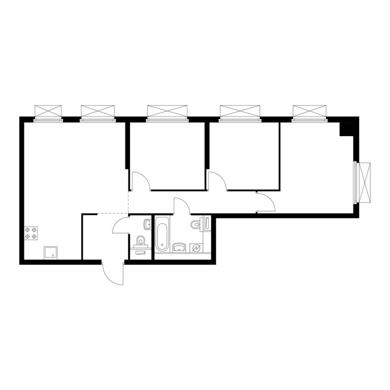 3-BD Apartment Sale, 74.1平方米 at Kolskaya 8, Kolskaya Street, 8с16, Moscow, Russia #1