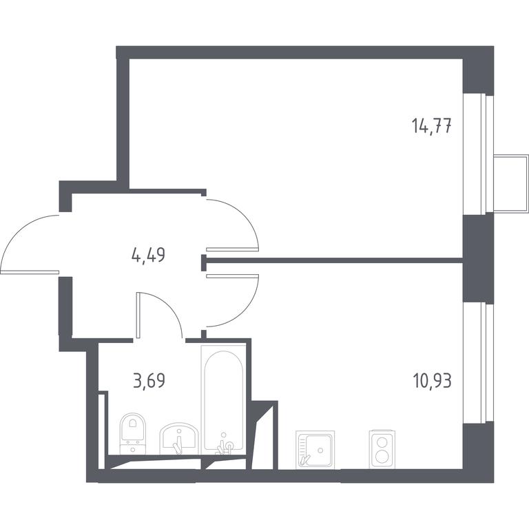 Apartment Sale, 33.8平方米 at Prigorod Lesnoe, Molodyozhny bulvar, 6, derevnya Misaylovo, Leninskiy City District, Moscow Region, Russia #1