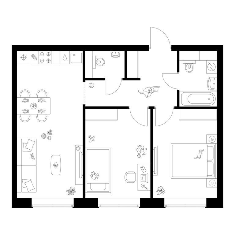 2-BD Apartment Sale, 56.3 sq. m. at Polar, Polyarnaya Street, 39Б, Moscow, Russia #2