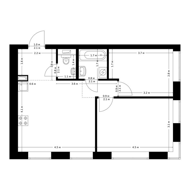 2-BD Apartment Sale, 52.4平方米 at Polar, Polyarnaya Street, 39Б, Moscow, Russia #1 2-BD Apartment Sale, 52.4平方米 at Polar, Polyarnaya Street, 39Б, Moscow, Russia #1