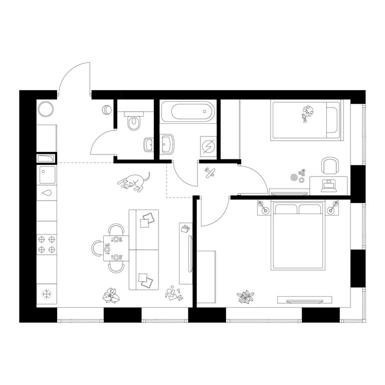 2-BD Apartment Sale, 52.4平方米 at Polar, Polyarnaya Street, 39Б, Moscow, Russia #2 2-BD Apartment Sale, 52.4平方米 at Polar, Polyarnaya Street, 39Б, Moscow, Russia #2