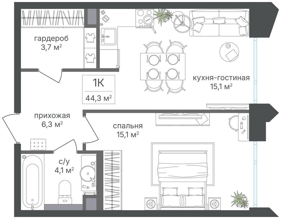 1-BD Apartment Sale, 44.3 sq. m. at Petrovskiy Park II, Stary Petrovsko-Razumovsky Drive, 1/23, Moscow, Russia #2
