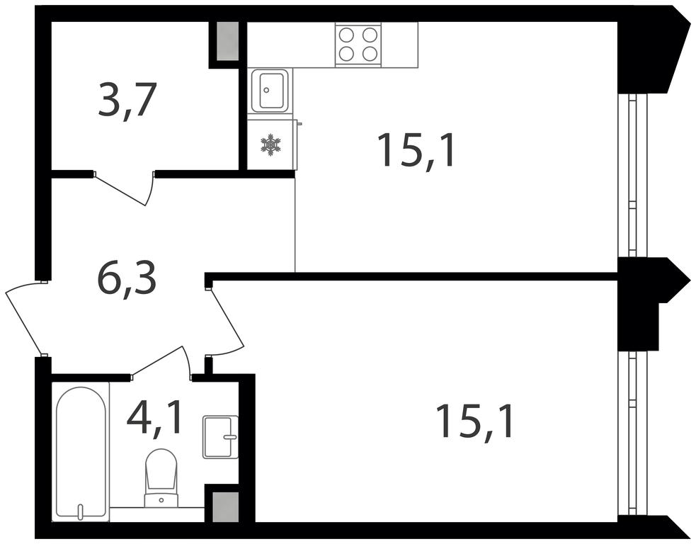 1-BD Apartment Sale, 44.3 sq. m. at Petrovskiy Park II, Stary Petrovsko-Razumovsky Drive, 1/23, Moscow, Russia #1