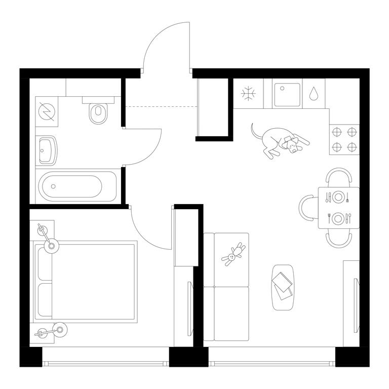 1-BD Apartment Sale, 32.8平方米 at Businovskiy Park, Izhorskaya Street, 6с5, Moscow, Russia #1 1-BD Apartment Sale, 32.8平方米 at Businovskiy Park, Izhorskaya Street, 6с5, Moscow, Russia #1