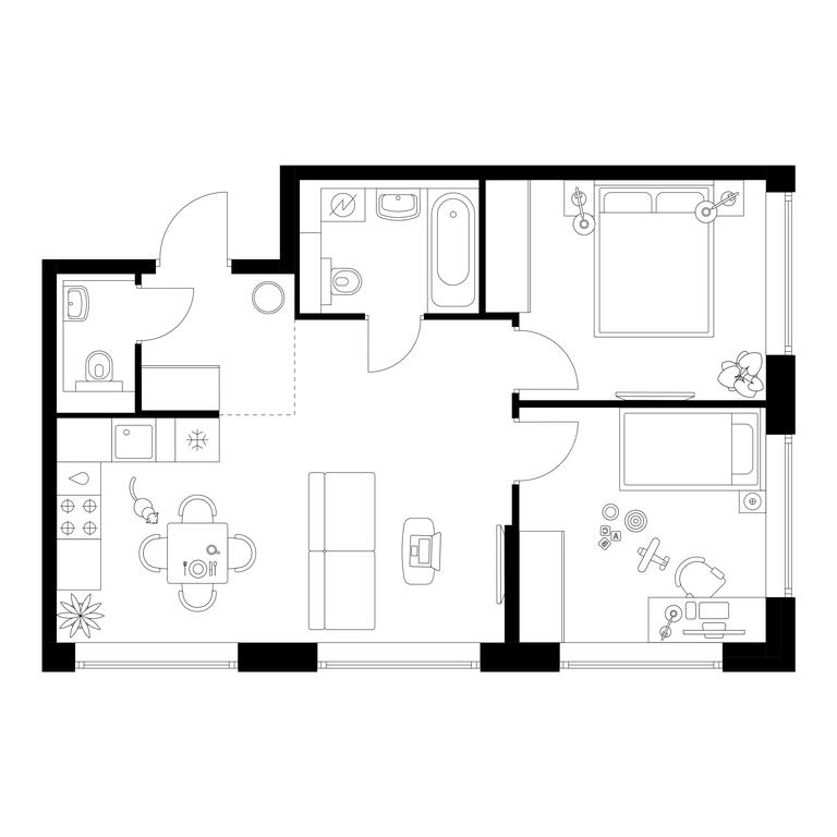 2-BD Apartment Sale, 53.5 sq. m. at Businovskiy Park, Izhorskaya Street, 6с5, Moscow, Russia #1