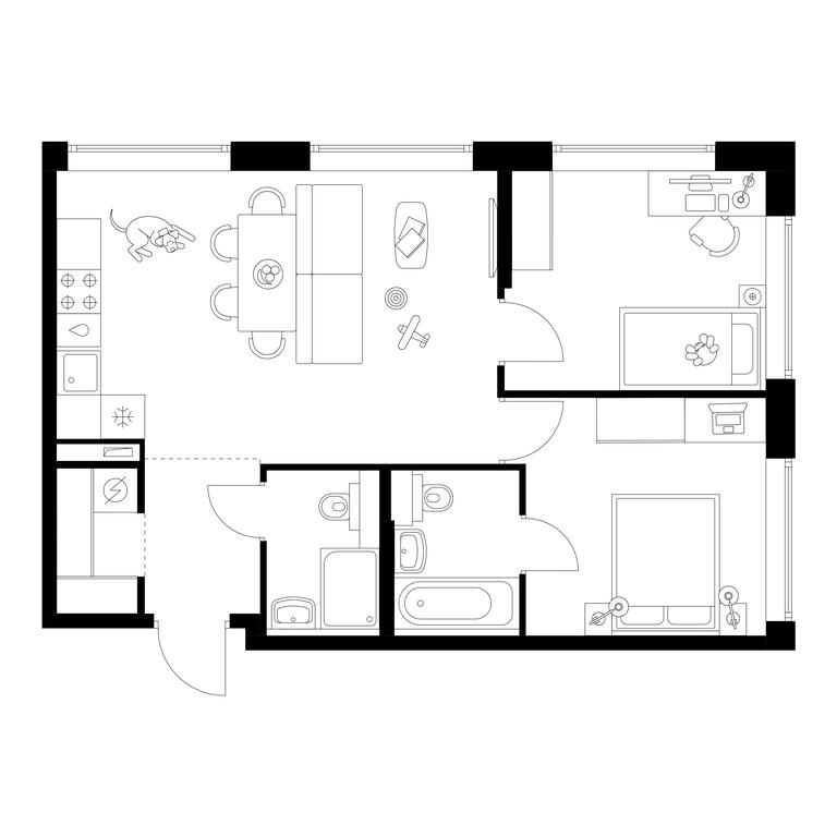 2-BD Apartment Sale, 56.9 sq. m. at Businovskiy Park, Izhorskaya Street, 6с5, Moscow, Russia #1 2-BD Apartment Sale, 56.9 sq. m. at Businovskiy Park, Izhorskaya Street, 6с5, Moscow, Russia #1