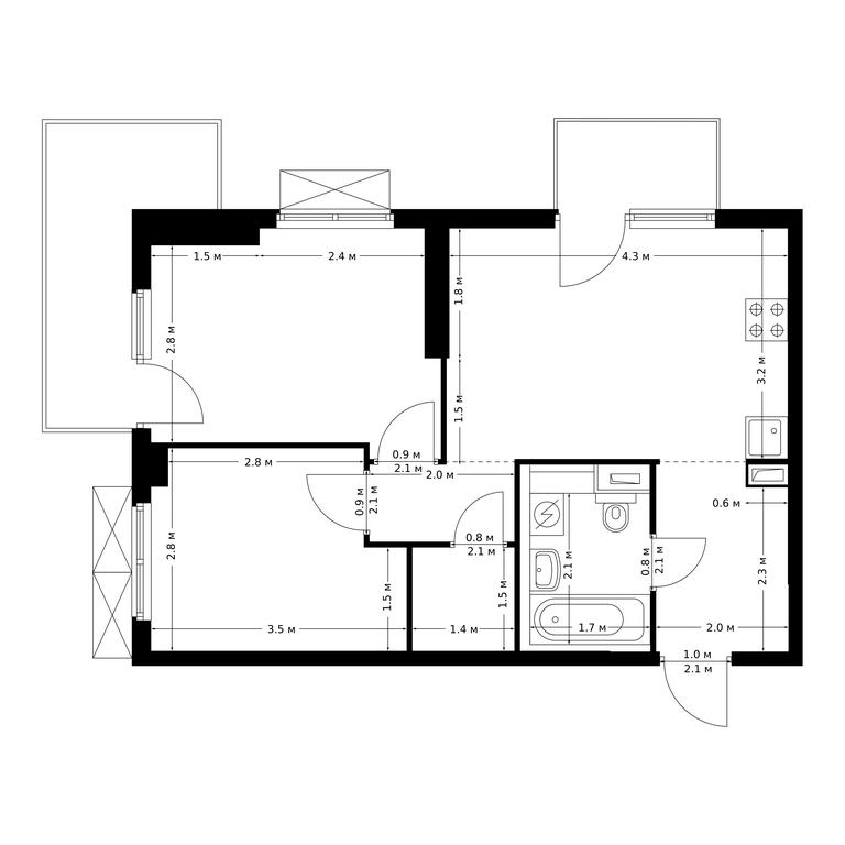 2-BD Apartment Sale, 52.1 sq. m. at Bolshaya Akademicheskaya 85, 3rd Nizhnelikhoborsky Drive, 1с16, Moscow, Russia #1 2-BD Apartment Sale, 52.1 sq. m. at Bolshaya Akademicheskaya 85, 3rd Nizhnelikhoborsky Drive, 1с16, Moscow, Russia #1