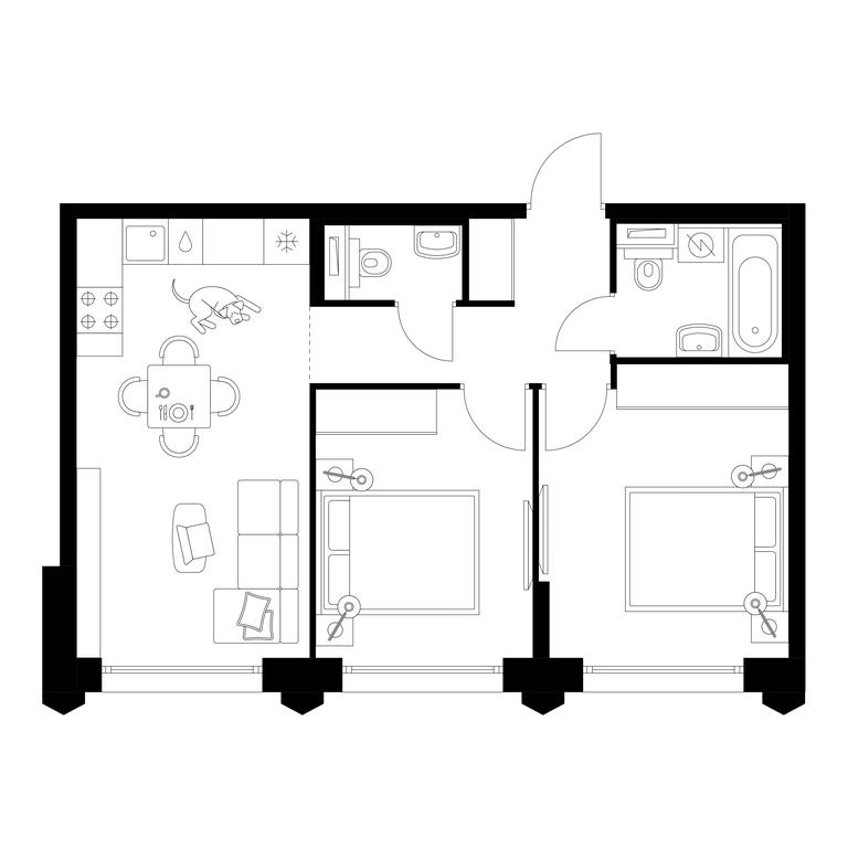2-BD Apartment Sale, 50.4 sq. m. at Businovskiy Park, Izhorskaya Street, 6с5, Moscow, Russia #1 2-BD Apartment Sale, 50.4 sq. m. at Businovskiy Park, Izhorskaya Street, 6с5, Moscow, Russia #1