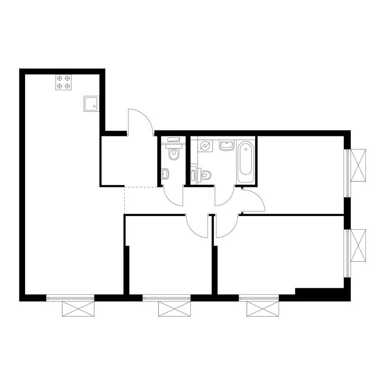 3-BD Apartment Sale, 72.3平方米 at Kavkazskiy Bulvar 51, Kavkazsky Boulevard, 51с3, Moscow, Russia #1