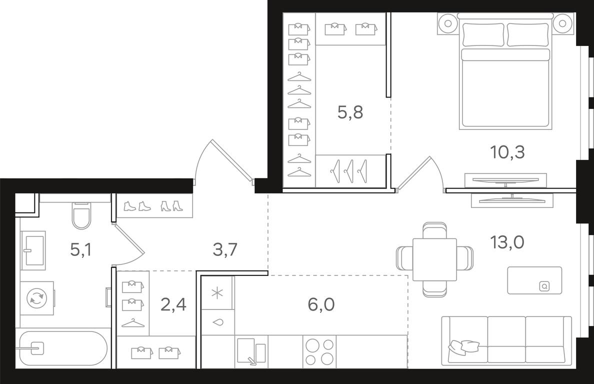 1-BD Apartment Sale, 46.3 sq. m. at Mangazeja v Bogorodskom, Ivanteyevskaya Street, 25к1, Moscow, Russia #2