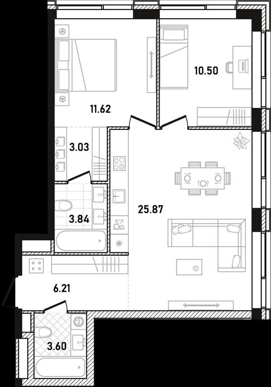 2-BD Apartment Sale, 64.67 sq. m. at Republic, Presnensky Val Street, 27с1, Moscow, Russia #1