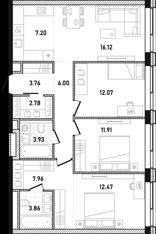3-BD Apartment Sale, 88.06 sq. m. at Republic, Presnensky Val Street, 27с1, Moscow, Russia #1 3-BD Apartment Sale, 88.06 sq. m. at Republic, Presnensky Val Street, 27с1, Moscow, Russia #1