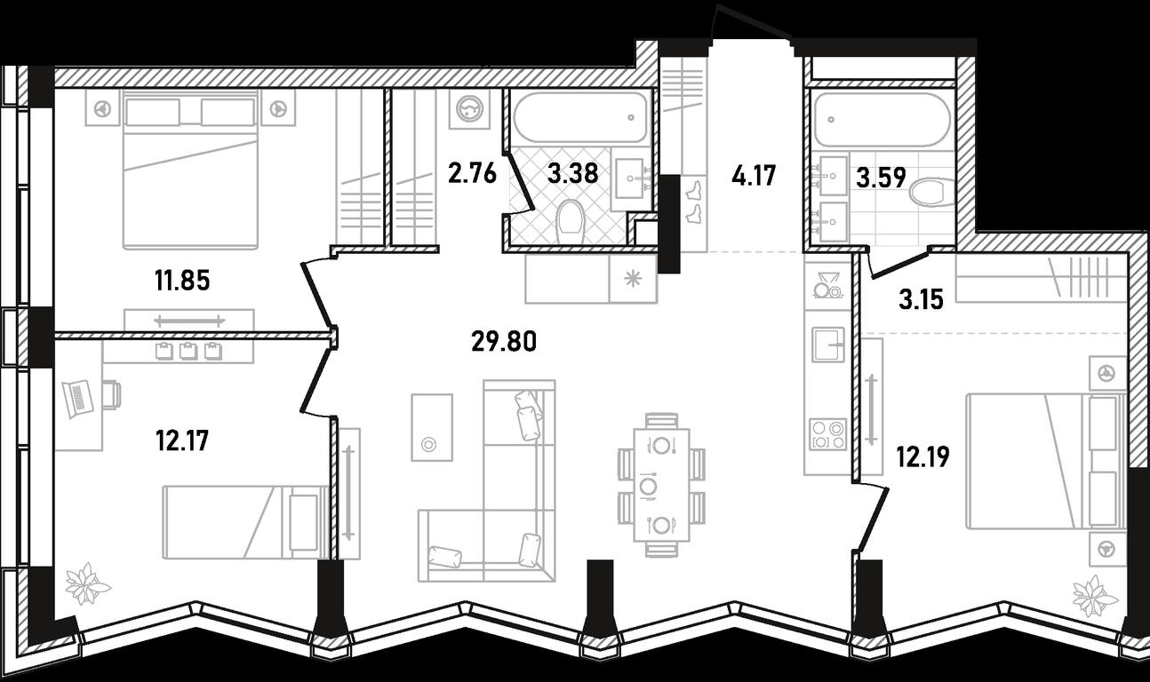 3-BD Apartment Sale, 83.06 sq. m. at Republic, Presnensky Val Street, 27с1, Moscow, Russia #1 3-BD Apartment Sale, 83.06 sq. m. at Republic, Presnensky Val Street, 27с1, Moscow, Russia #1