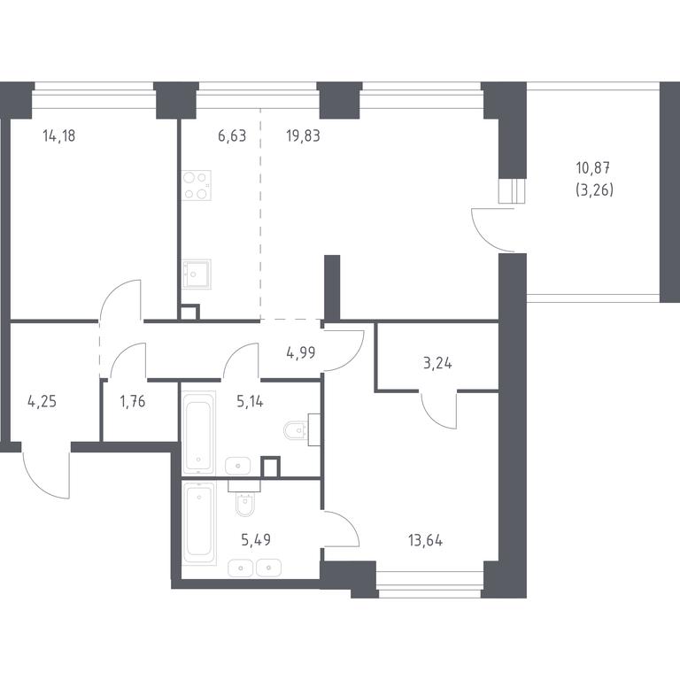 1-BD Apartment Sale, 82.41平方米 at Nova, Bratyev Fonchenko Street, вл21, Moscow, Russia #1 1-BD Apartment Sale, 82.41平方米 at Nova, Bratyev Fonchenko Street, вл21, Moscow, Russia #1