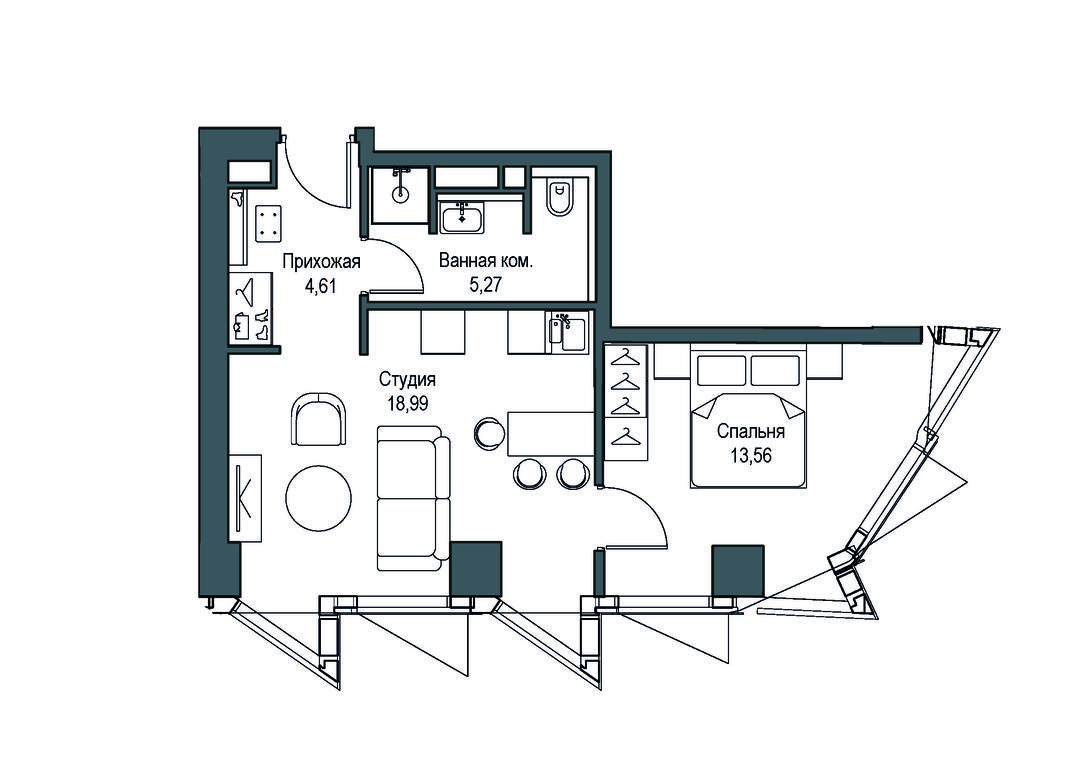 1-BD Apartment Sale, 42.48 sq. m. at Famous, Bagrationovsky Drive, 5к2, Moscow, Russia #1 1-BD Apartment Sale, 42.48 sq. m. at Famous, Bagrationovsky Drive, 5к2, Moscow, Russia #1