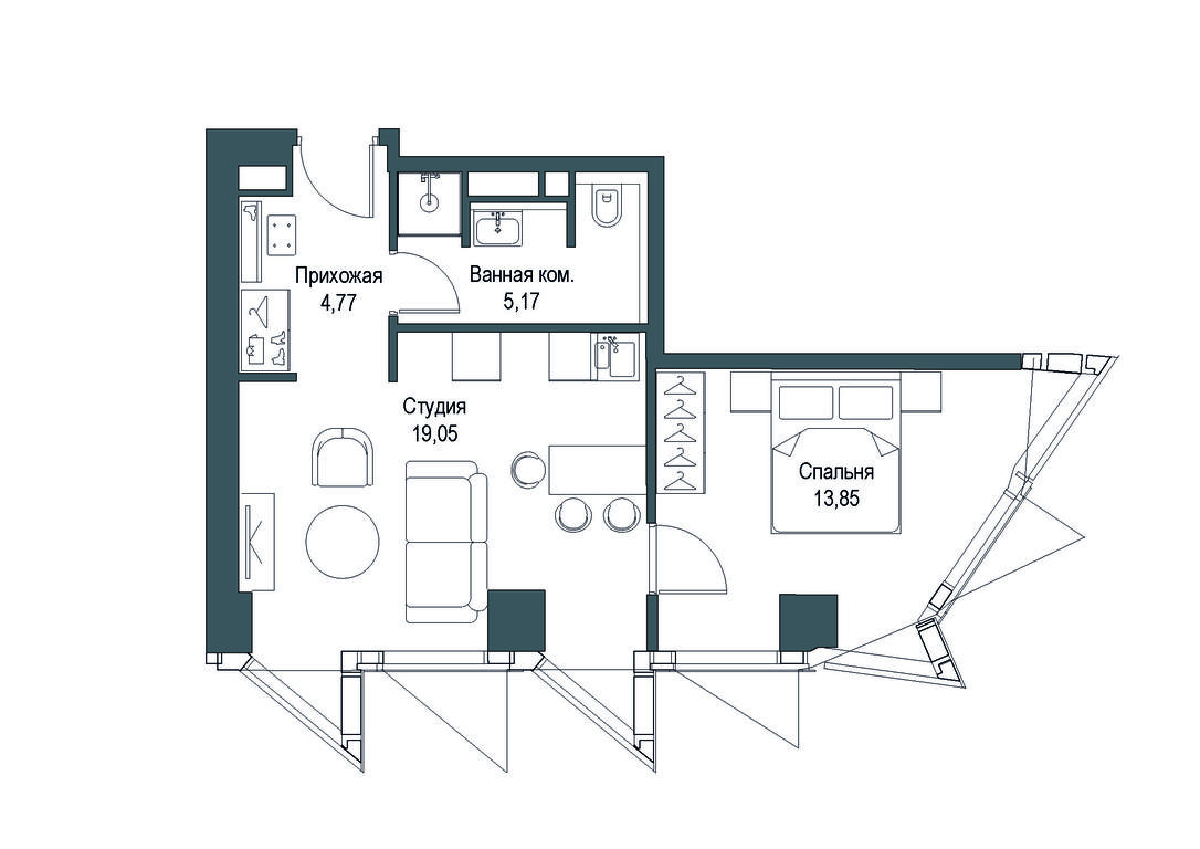 1-BD Apartment Sale, 42.84 sq. m. at Famous, Bagrationovsky Drive, 5к2, Moscow, Russia #1 1-BD Apartment Sale, 42.84 sq. m. at Famous, Bagrationovsky Drive, 5к2, Moscow, Russia #1