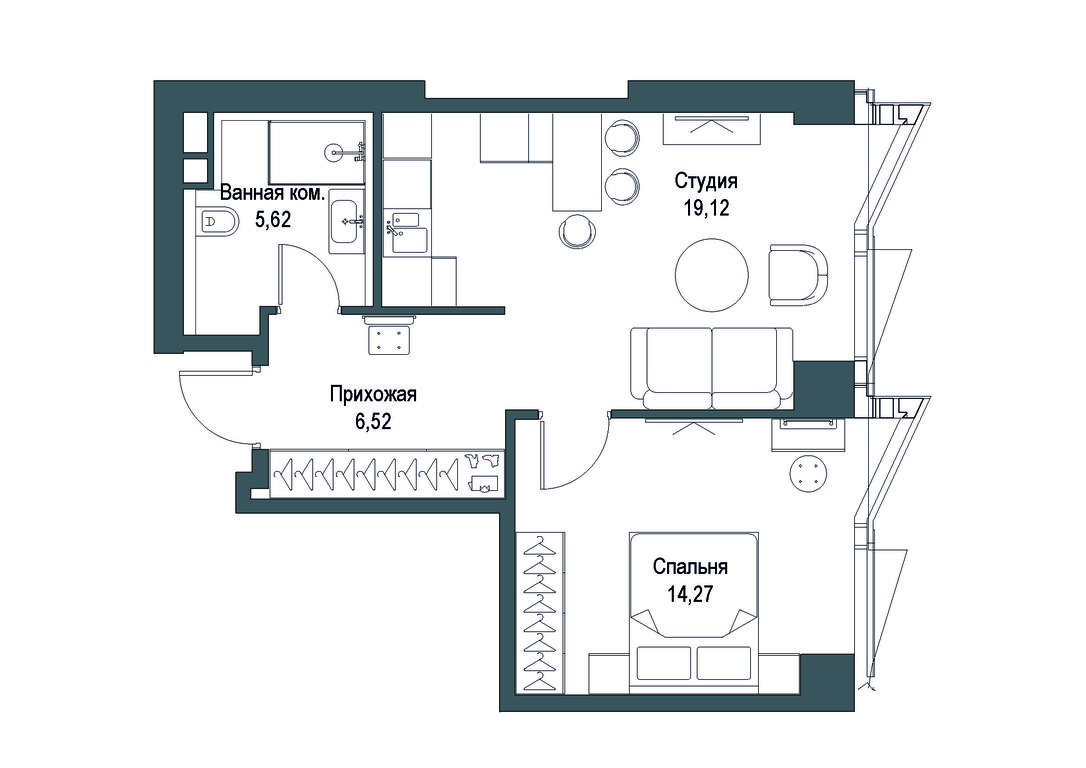 1-BD Apartment Sale, 45.53 sq. m. at Famous, Bagrationovsky Drive, 5к2, Moscow, Russia #1 1-BD Apartment Sale, 45.53 sq. m. at Famous, Bagrationovsky Drive, 5к2, Moscow, Russia #1