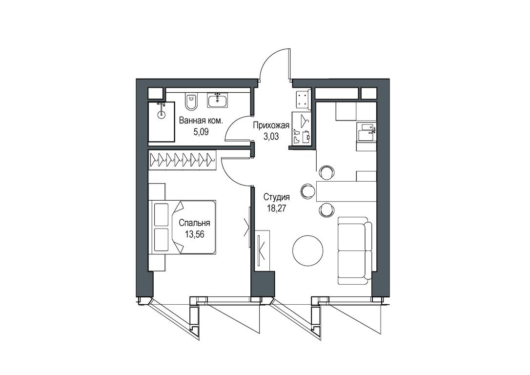 1-BD Apartment Sale, 39.95平方米 at Famous, Bagrationovsky Drive, 5к2, Moscow, Russia #1
