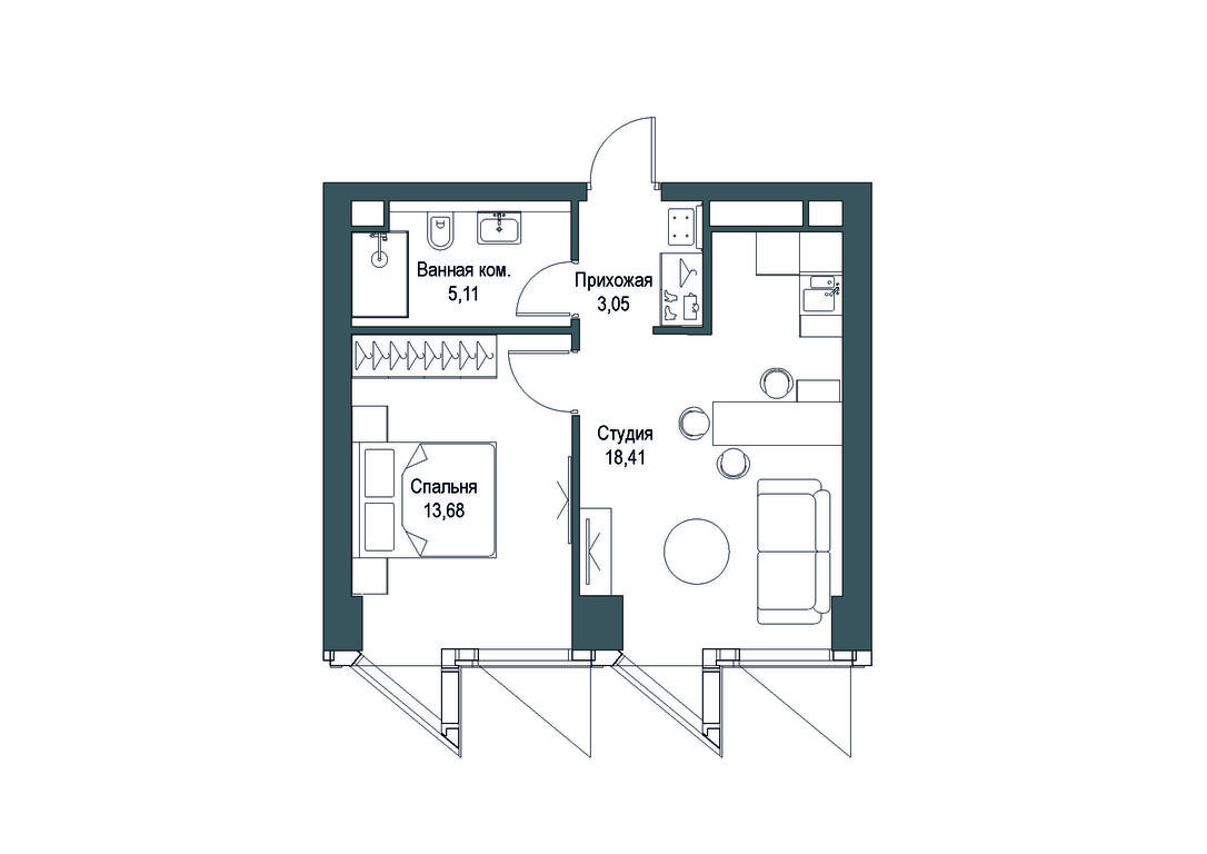 1-BD Apartment Sale, 40.25 sq. m. at Famous, Bagrationovsky Drive, 5к2, Moscow, Russia #1 1-BD Apartment Sale, 40.25 sq. m. at Famous, Bagrationovsky Drive, 5к2, Moscow, Russia #1