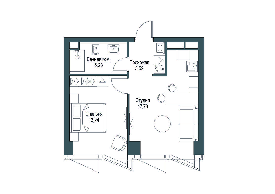 1-BD Apartment Sale, 39.82 sq. m. at Famous, Bagrationovsky Drive, 5к2, Moscow, Russia #1 1-BD Apartment Sale, 39.82 sq. m. at Famous, Bagrationovsky Drive, 5к2, Moscow, Russia #1