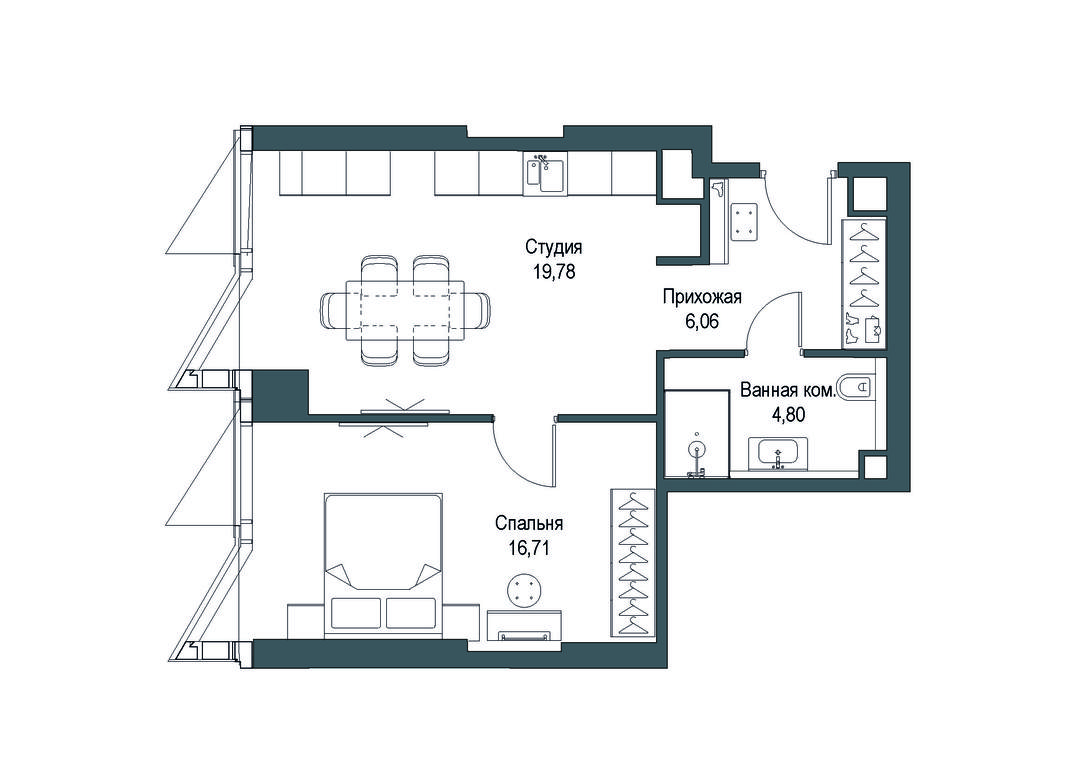 1-BD Apartment Sale, 47.34 sq. m. at Famous, Bagrationovsky Drive, 5к2, Moscow, Russia #1 1-BD Apartment Sale, 47.34 sq. m. at Famous, Bagrationovsky Drive, 5к2, Moscow, Russia #1