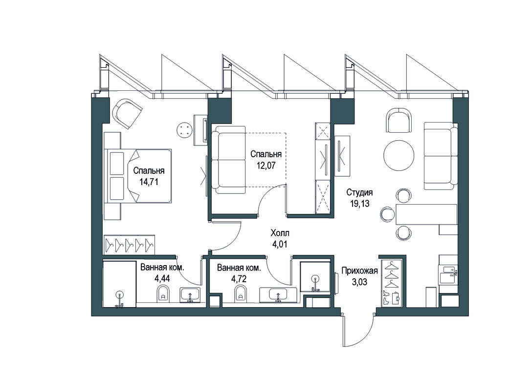 2-BD Apartment Sale, 62.11 sq. m. at Famous, Bagrationovsky Drive, 5к2, Moscow, Russia #1 2-BD Apartment Sale, 62.11 sq. m. at Famous, Bagrationovsky Drive, 5к2, Moscow, Russia #1