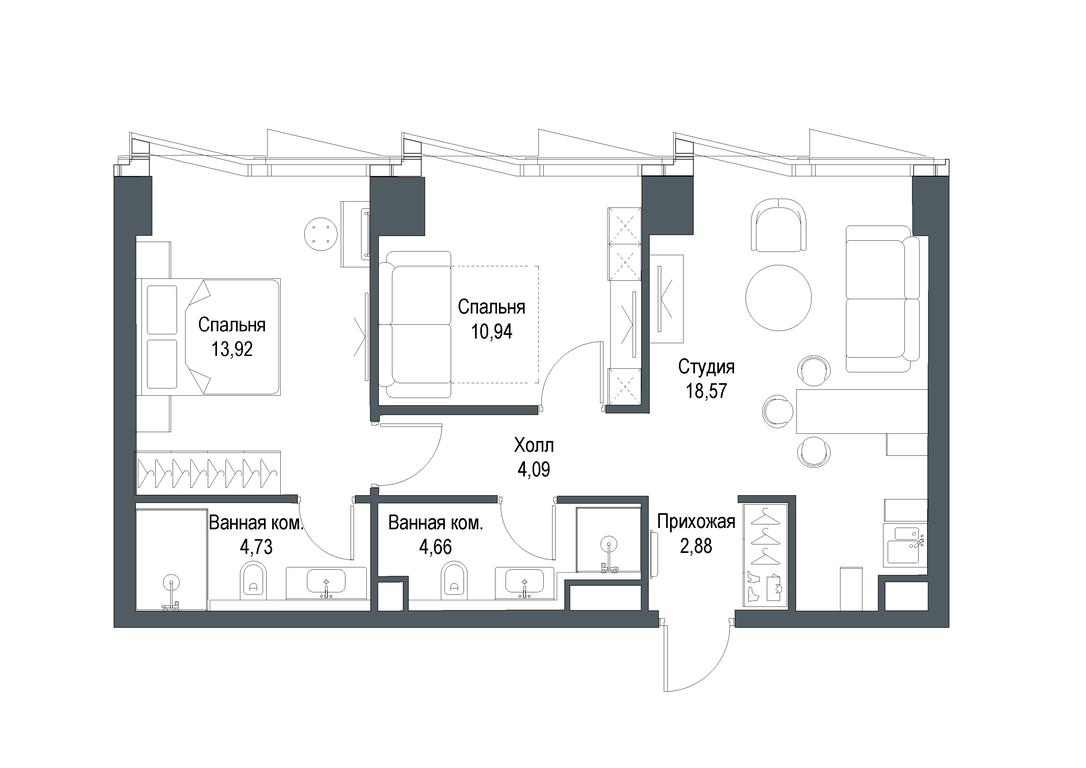 2-BD Apartment Sale, 59.75平方米 at Famous, Bagrationovsky Drive, 5к2, Moscow, Russia #1 2-BD Apartment Sale, 59.75平方米 at Famous, Bagrationovsky Drive, 5к2, Moscow, Russia #1