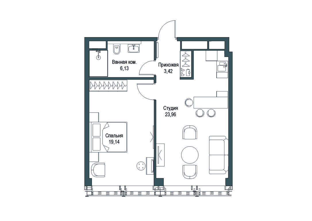 1-BD Apartment Sale, 52.65 sq. m. at Famous, Bagrationovsky Drive, 5к2, Moscow, Russia #2