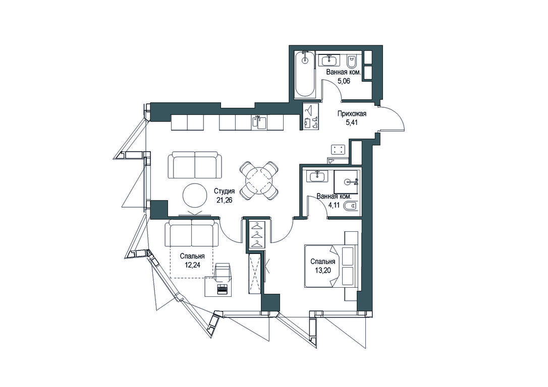 2-BD Apartment Sale, 61.35 sq. m. at Famous, Bagrationovsky Drive, 5к2, Moscow, Russia #1 2-BD Apartment Sale, 61.35 sq. m. at Famous, Bagrationovsky Drive, 5к2, Moscow, Russia #1