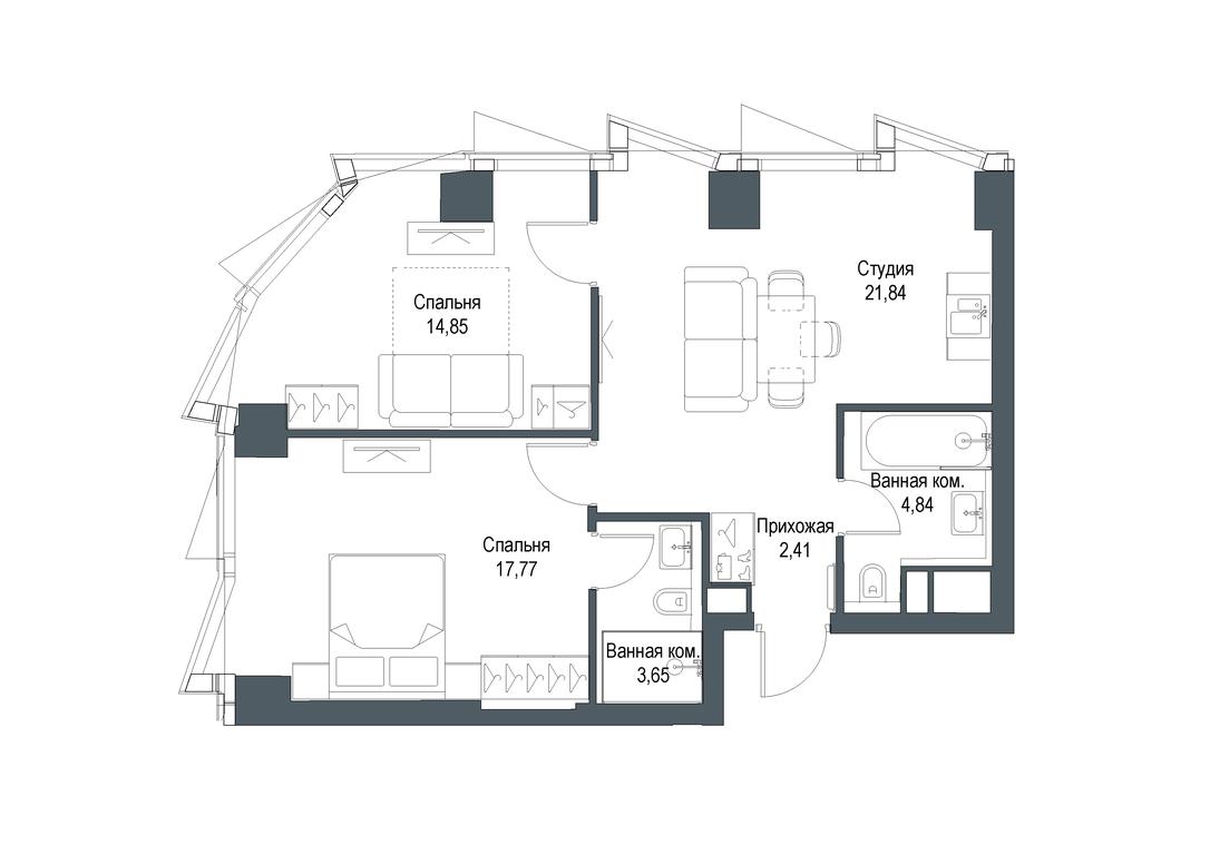2-BD Apartment Sale, 65.34 sq. m. at Famous, Bagrationovsky Drive, 5к2, Moscow, Russia #1 2-BD Apartment Sale, 65.34 sq. m. at Famous, Bagrationovsky Drive, 5к2, Moscow, Russia #1