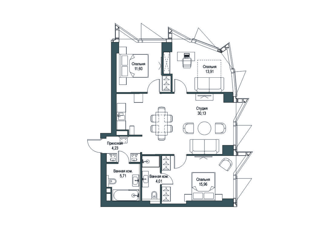 3-BD Apartment Sale, 85.55平方米 at Famous, Bagrationovsky Drive, 5к2, Moscow, Russia #1 3-BD Apartment Sale, 85.55平方米 at Famous, Bagrationovsky Drive, 5к2, Moscow, Russia #1