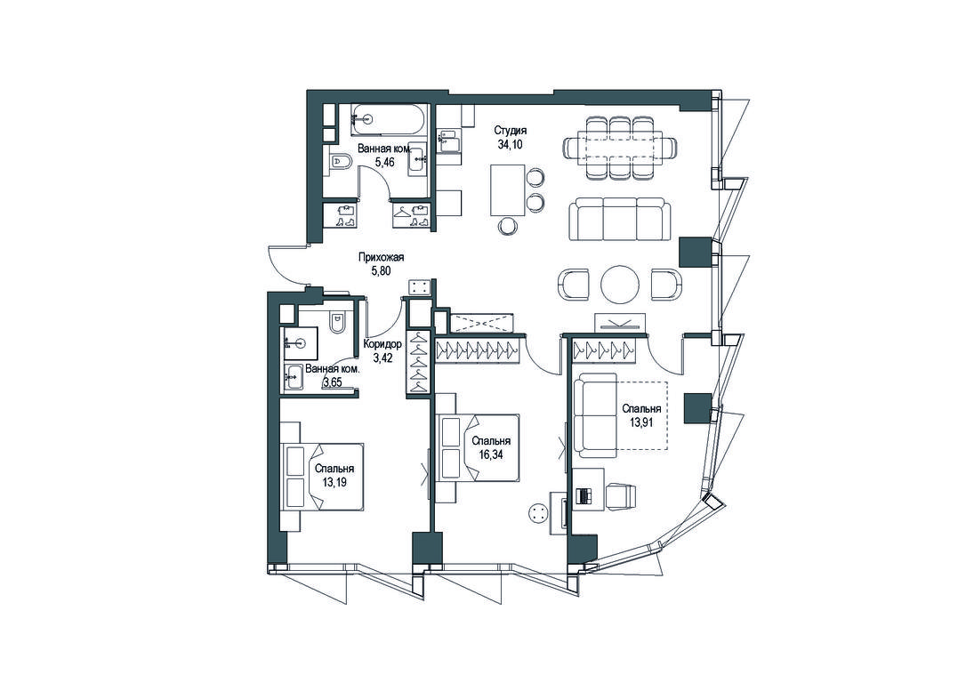 3-BD Apartment Sale, 95.82平方米 at Famous, Bagrationovsky Drive, 5к2, Moscow, Russia #1 3-BD Apartment Sale, 95.82平方米 at Famous, Bagrationovsky Drive, 5к2, Moscow, Russia #1
