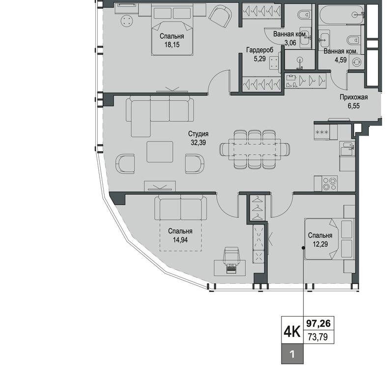 3-BD Apartment Sale, 97.26 sq. m. at Famous, Bagrationovsky Drive, 5к2, Moscow, Russia #2 3-BD Apartment Sale, 97.26 sq. m. at Famous, Bagrationovsky Drive, 5к2, Moscow, Russia #2