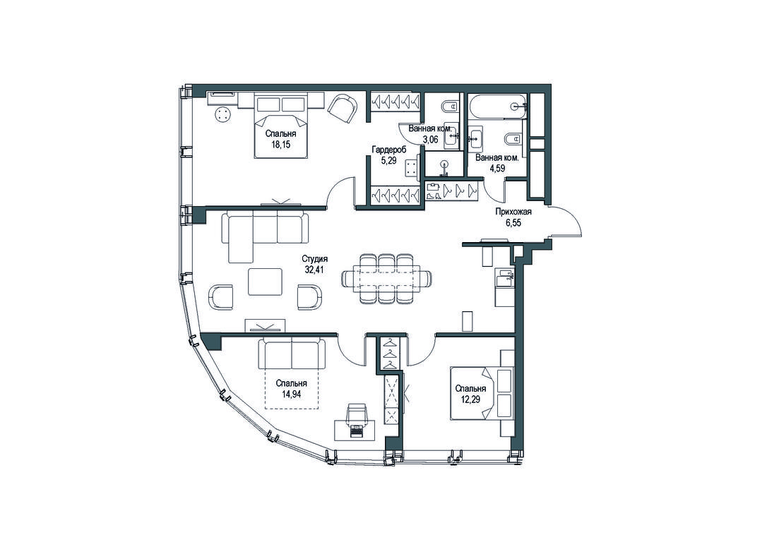 Продажа 3-комн. квартиры, 107,72 м² в ЖК «Феймос (Famous)», Багратионовский проезд, 5к2, Москва, Россия #1 Продажа 3-комн. квартиры, 107,72 м² в ЖК «Феймос (Famous)», Багратионовский проезд, 5к2, Москва, Россия #1