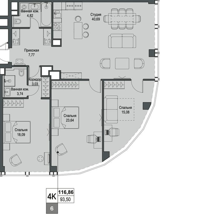 3-BD Apartment Sale, 116.86 sq. m. at Famous, Bagrationovsky Drive, 5к2, Moscow, Russia #2 3-BD Apartment Sale, 116.86 sq. m. at Famous, Bagrationovsky Drive, 5к2, Moscow, Russia #2