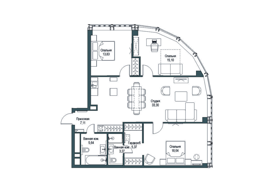 3-BD Apartment Sale, 113.84 sq. m. at Famous, Bagrationovsky Drive, 5к2, Moscow, Russia #1 3-BD Apartment Sale, 113.84 sq. m. at Famous, Bagrationovsky Drive, 5к2, Moscow, Russia #1