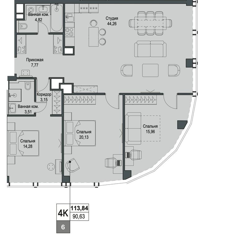 3-BD Apartment Sale, 113.84 sq. m. at Famous, Bagrationovsky Drive, 5к2, Moscow, Russia #2 3-BD Apartment Sale, 113.84 sq. m. at Famous, Bagrationovsky Drive, 5к2, Moscow, Russia #2