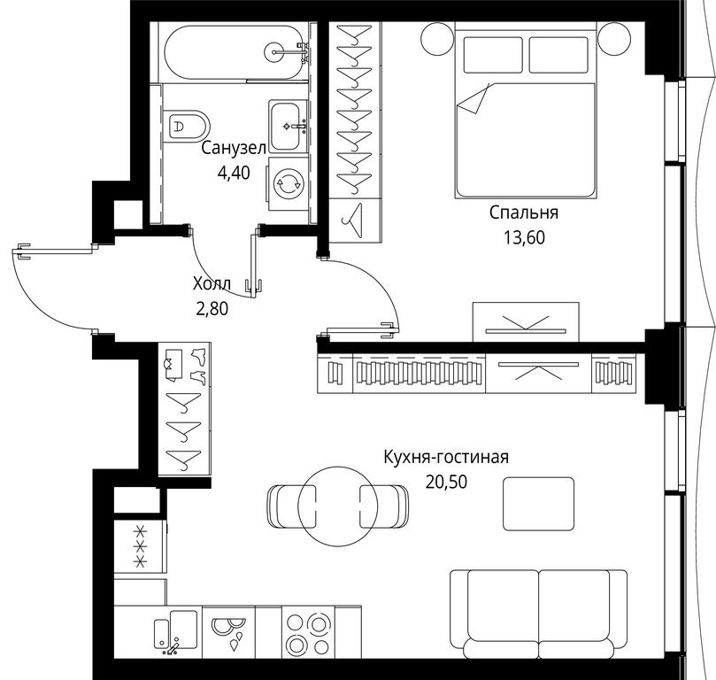 1-BD Apartment Sale, 41.3 sq. m. at Multikvartal CITYZEN, Vishnyovaya Street, Moscow, Russia #1 1-BD Apartment Sale, 41.3 sq. m. at Multikvartal CITYZEN, Vishnyovaya Street, Moscow, Russia #1