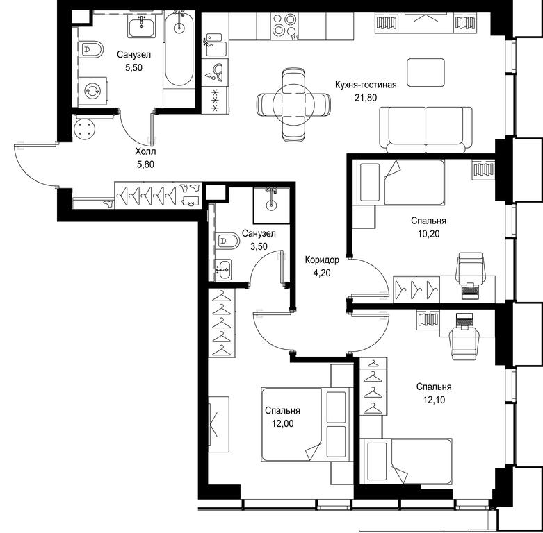 3-BD Apartment Sale, 75.1平方米 at Multikvartal CITYZEN, Vishnyovaya Street, Moscow, Russia #1 3-BD Apartment Sale, 75.1平方米 at Multikvartal CITYZEN, Vishnyovaya Street, Moscow, Russia #1