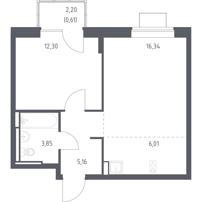 Apartment Sale, 44.27平方米 at Bogdanovskiy Les, derevnya Bogdanikha, Leninskiy City District, Moscow Region, Russia #1 Apartment Sale, 44.27平方米 at Bogdanovskiy Les, derevnya Bogdanikha, Leninskiy City District, Moscow Region, Russia #1
