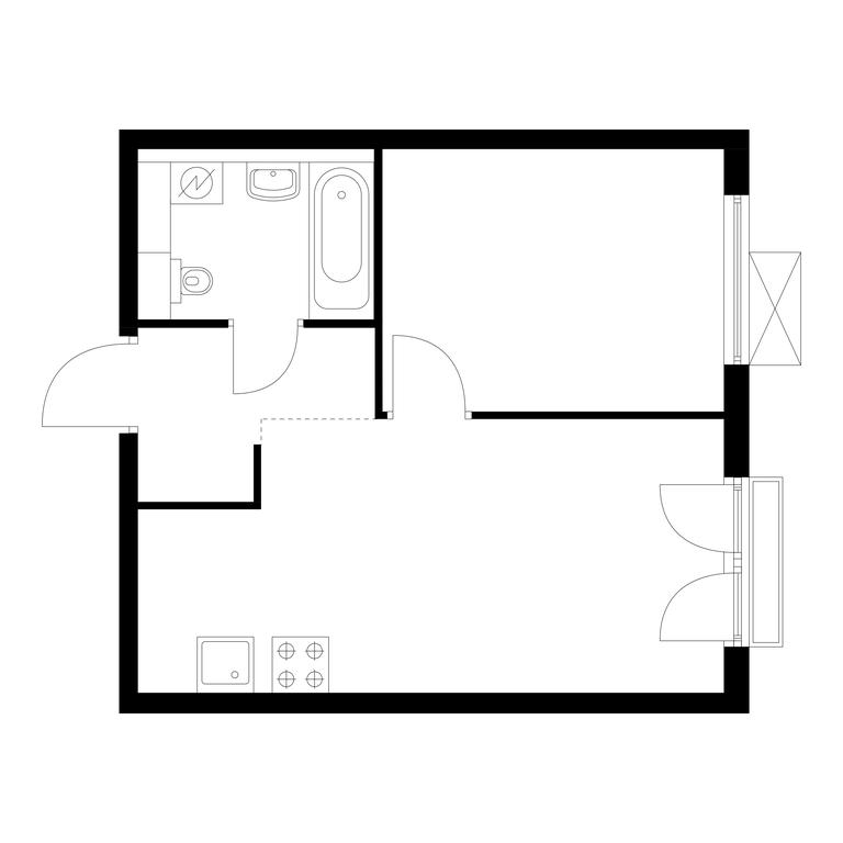 1-BD Apartment Sale, 34.4平方米 at Ilinskie Luga, Zapovednaya Street, 1, posyolok Ilyinskoye-Usovo, Krasnogorsk City District, Moscow Region, Russia #1