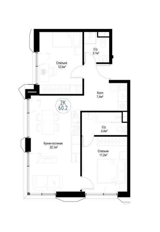 2-BD Apartment Sale, 58.7 sq. m. at Metropoliya, Volgogradsky Avenue, 32/3к1, Moscow, Russia #2 2-BD Apartment Sale, 58.7 sq. m. at Metropoliya, Volgogradsky Avenue, 32/3к1, Moscow, Russia #2