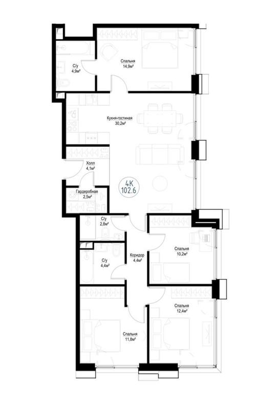 4-BD Apartment Sale, 100.5 sq. m. at Metropoliya, Volgogradsky Avenue, 32/3к1, Moscow, Russia #2