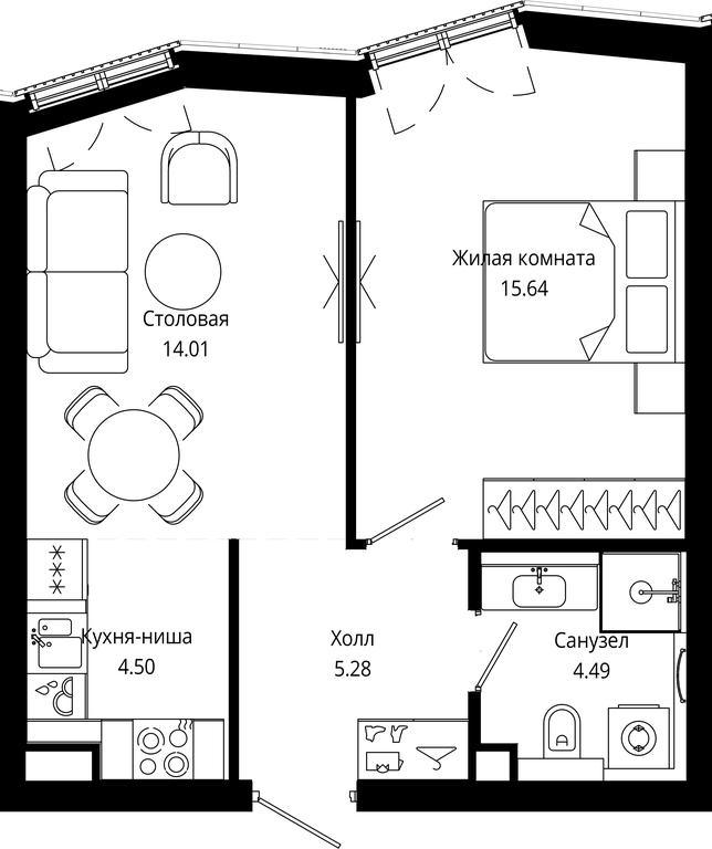 1-BD Apartment Sale, 43.92平方米 at Mod, 4th Maryinoy Roschi Street, 12с9, Moscow, Russia #2 1-BD Apartment Sale, 43.92平方米 at Mod, 4th Maryinoy Roschi Street, 12с9, Moscow, Russia #2